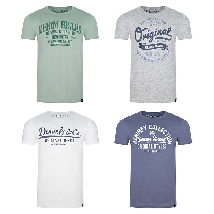 DENIMFY Tshirt Herren Baumwolle Regular Fit DFNuri 4er Pack Set