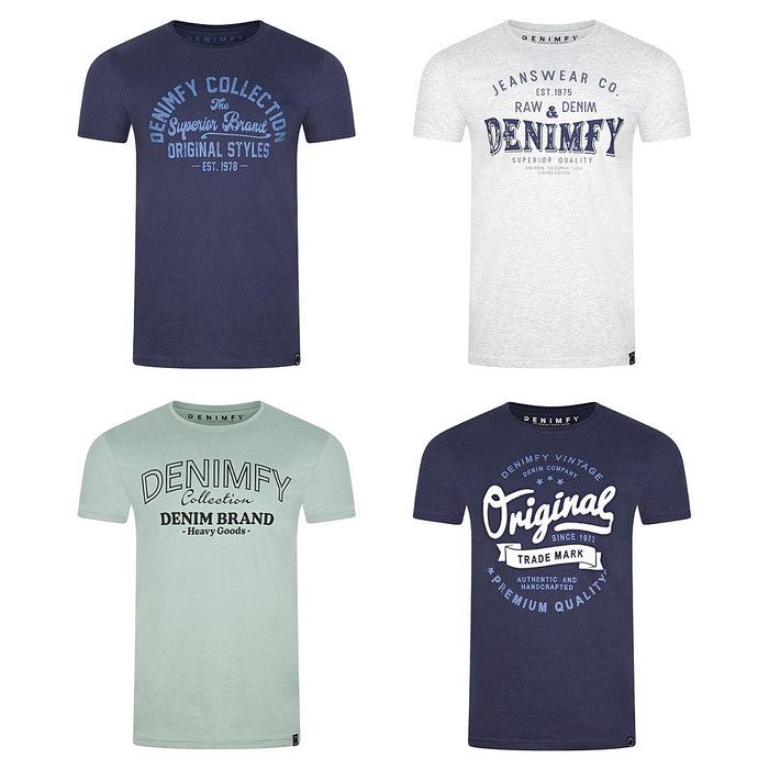 DENIMFY Tshirt Herren Baumwolle Regular Fit DFNuri 4er Pack Set