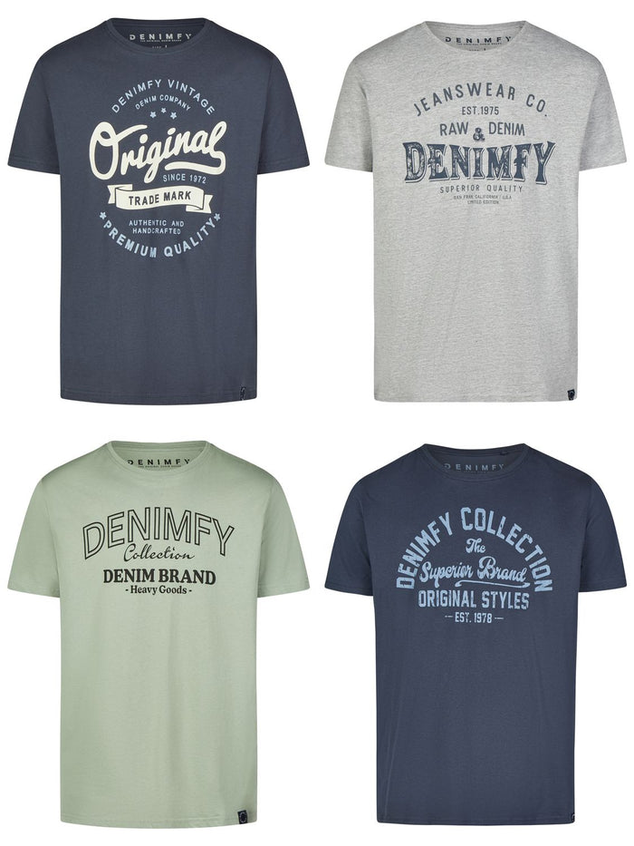 DENIMFY Tshirt Herren Baumwolle Regular Fit DFNuri 4er Pack Set