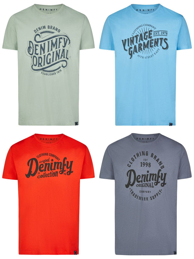 DENIMFY Tshirt Herren Baumwolle Regular Fit DFNuri 4er Pack Set