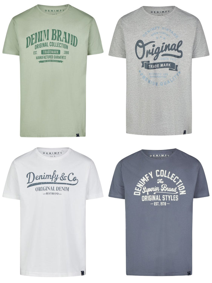 DENIMFY Tshirt Herren Baumwolle Regular Fit DFNuri 4er Pack Set