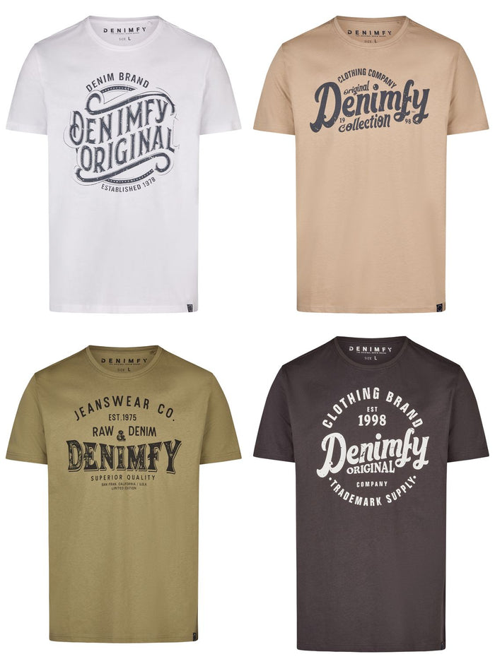 DENIMFY Tshirt Herren Baumwolle Regular Fit DFNuri 4er Pack Set