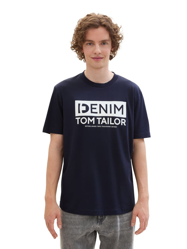 Tom Tailor Denim Herren T-Shirt ROUNDED HEM - Regular Fit
