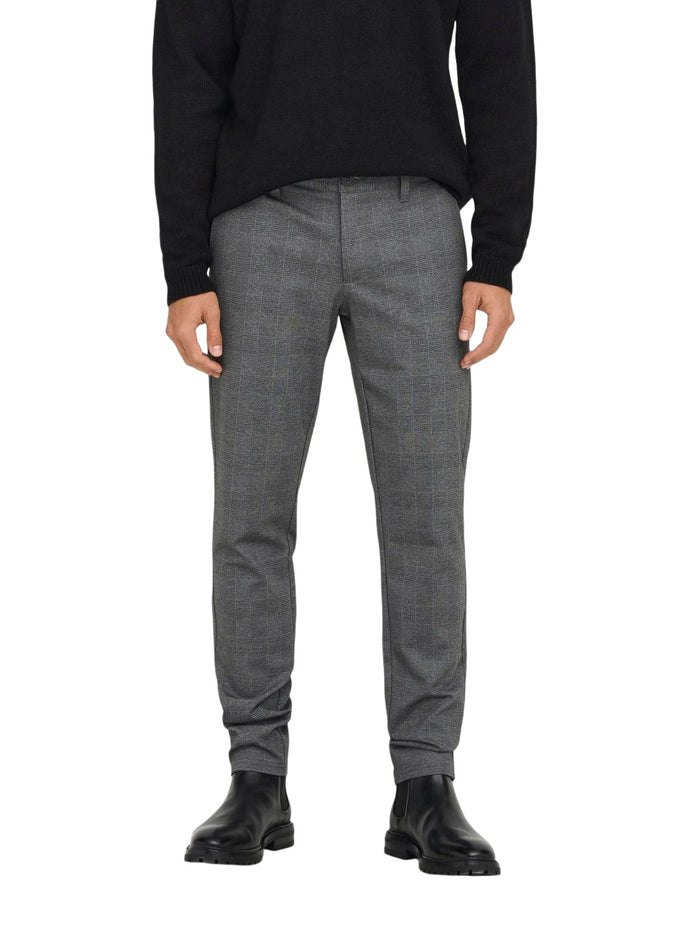 Only & Sons Herren Chino Hose ONSMARK SLIM CHECK 9887 - Slim Fit
