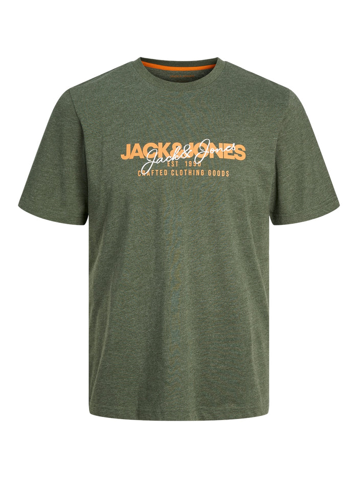 Jack & Jones Herren Rundhals T-Shirt JJALVIS - Regular Fit