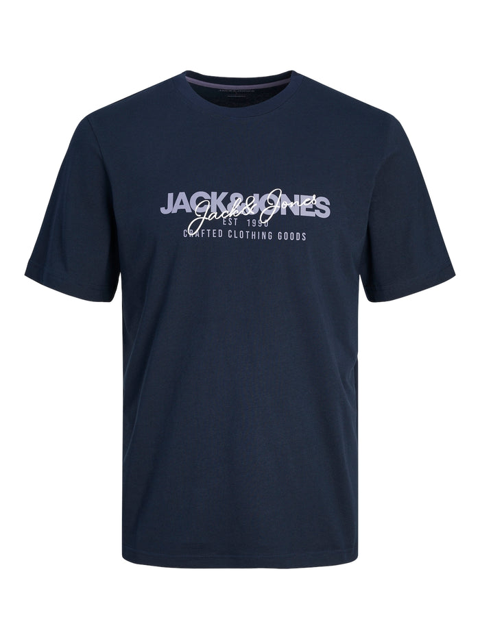 Jack & Jones Herren Rundhals T-Shirt JJALVIS - Regular Fit