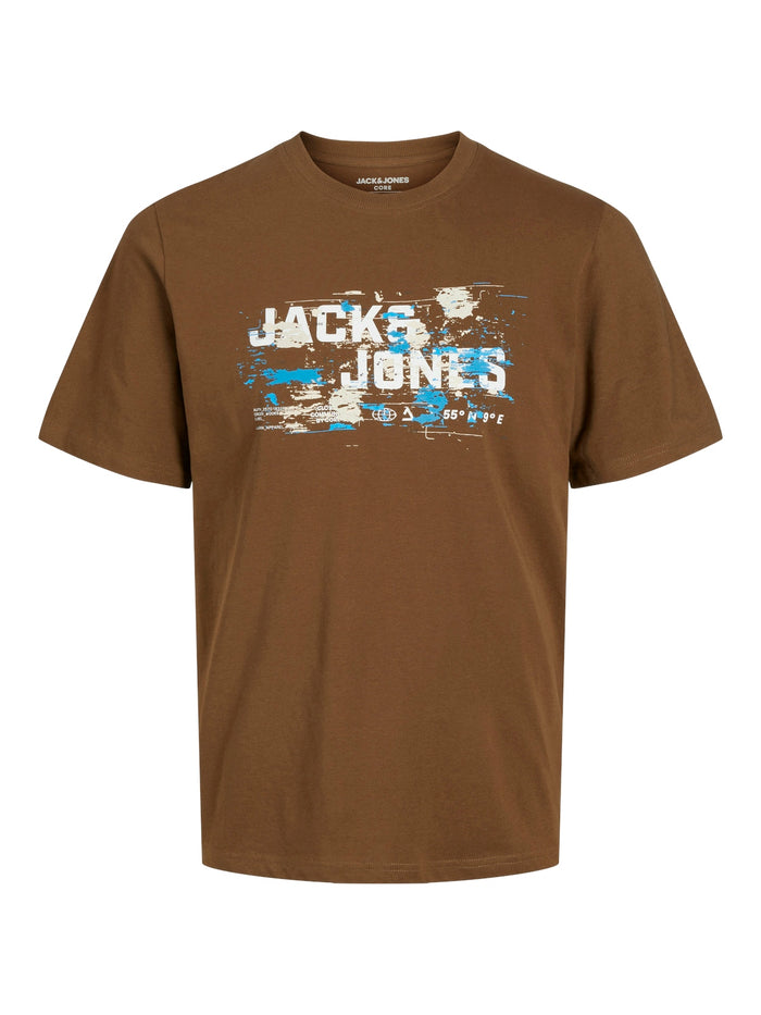 Jack & Jones Herren Rundhals T-Shirt JCOOUTDOOR LOGO - Regular Fit