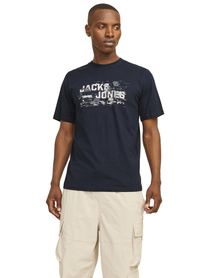 Jack & Jones Herren Rundhals T-Shirt JCOOUTDOOR LOGO - Regular Fit