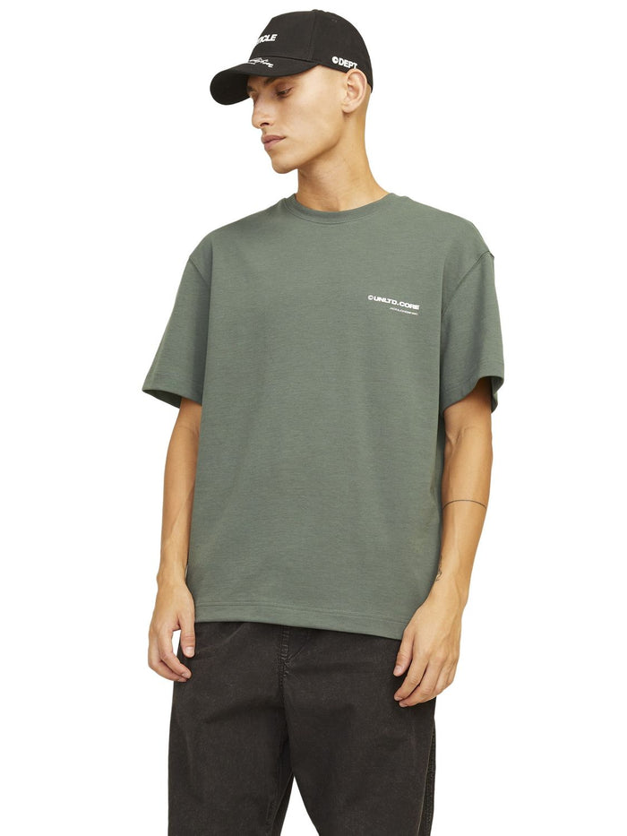 Jack & Jones Herren Rundhals T-Shirt  JCOAERO PRINT - Relaxed Fit