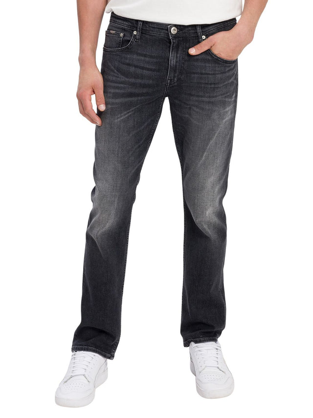 Cross Jeans Herren Jeans DYLAN - Regular Fit - Grau - Dark Grey Used