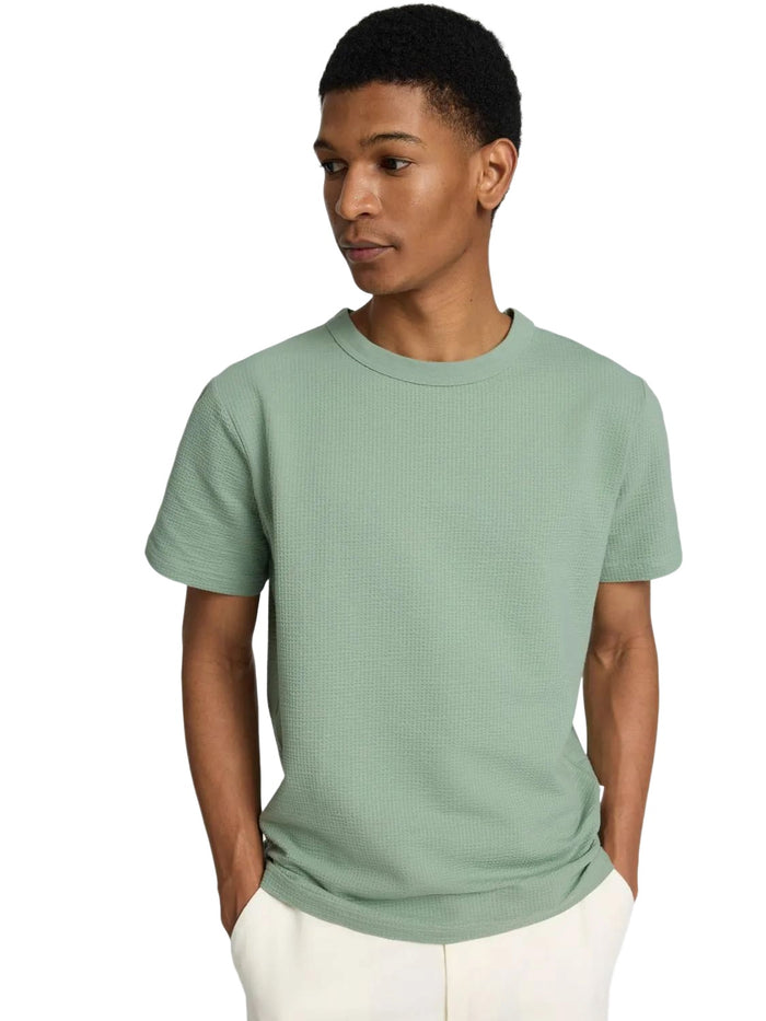 Selected Homme Herren Rundhals T-Shirt SLHSANDER SEERSUCKER - Regular Fit