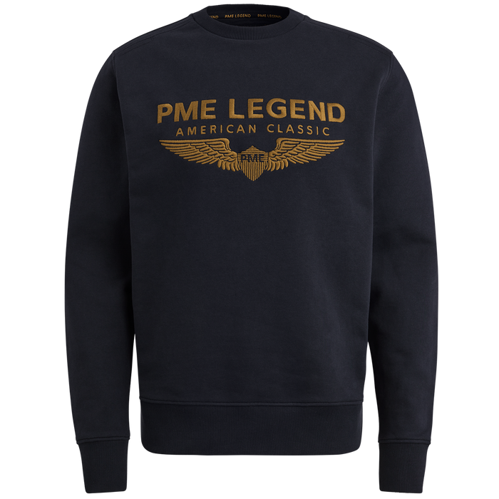 PME Legend Herren Rundhals Pullover CREWNECK SOFT TERRY WITH LOGO - Regular Fit
