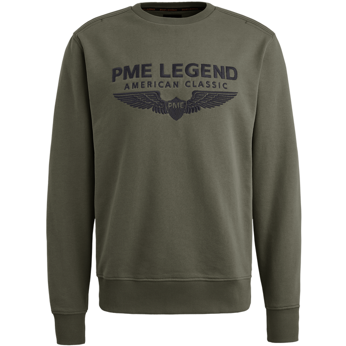 PME Legend Herren Rundhals Pullover CREWNECK SOFT TERRY WITH LOGO - Regular Fit