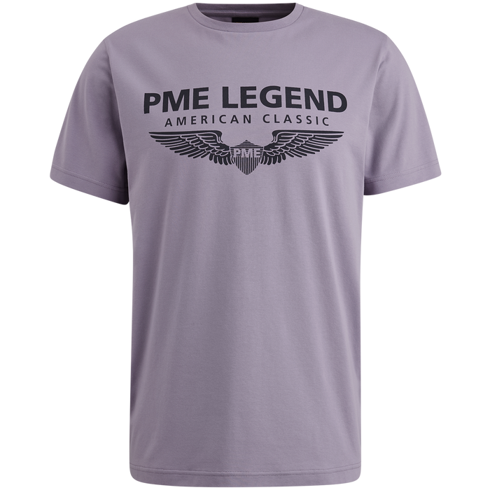 PME Legend Herren Rundhals T-Shirt  R-NECK COTTON ELASTHAN LOGO - Regular Fit
