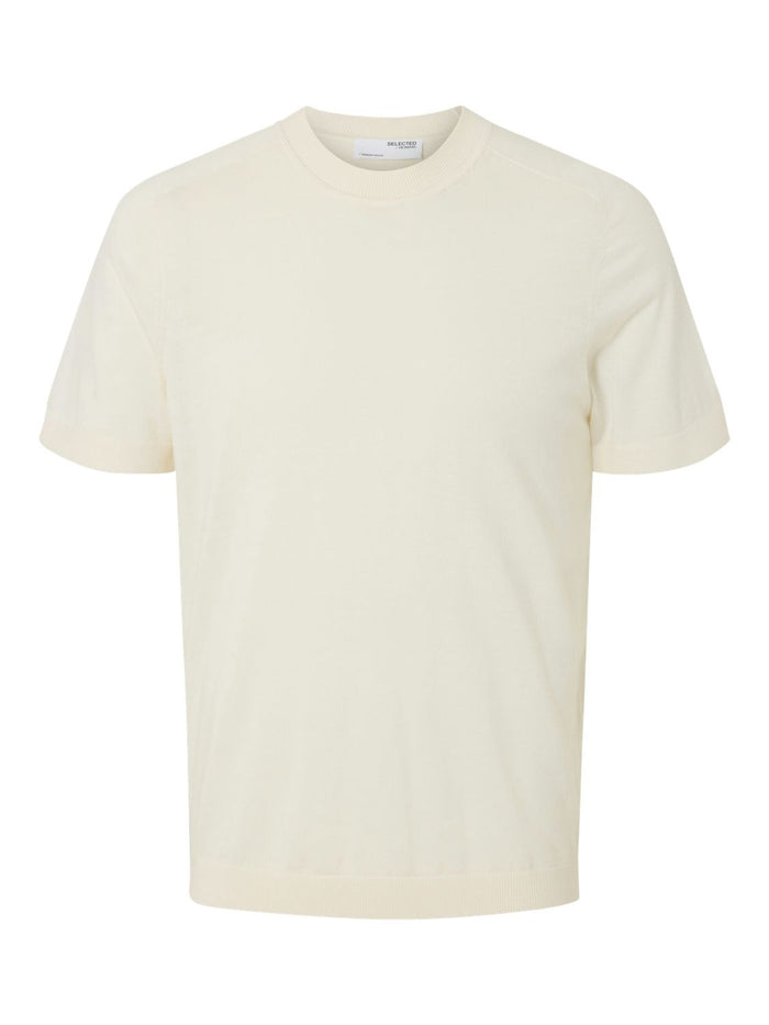 Selected Homme Herren Rundhals T-Shirt SLHTRAY SS KNIT MERINO CREW - Regular Fit