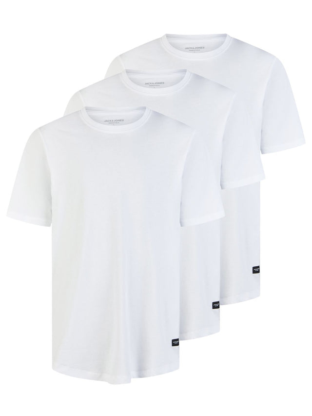 Jack & Jones Tshirt Herren lang geschnitten Set 100% Baumwolle Regular Fit JJENOA 3er Pack