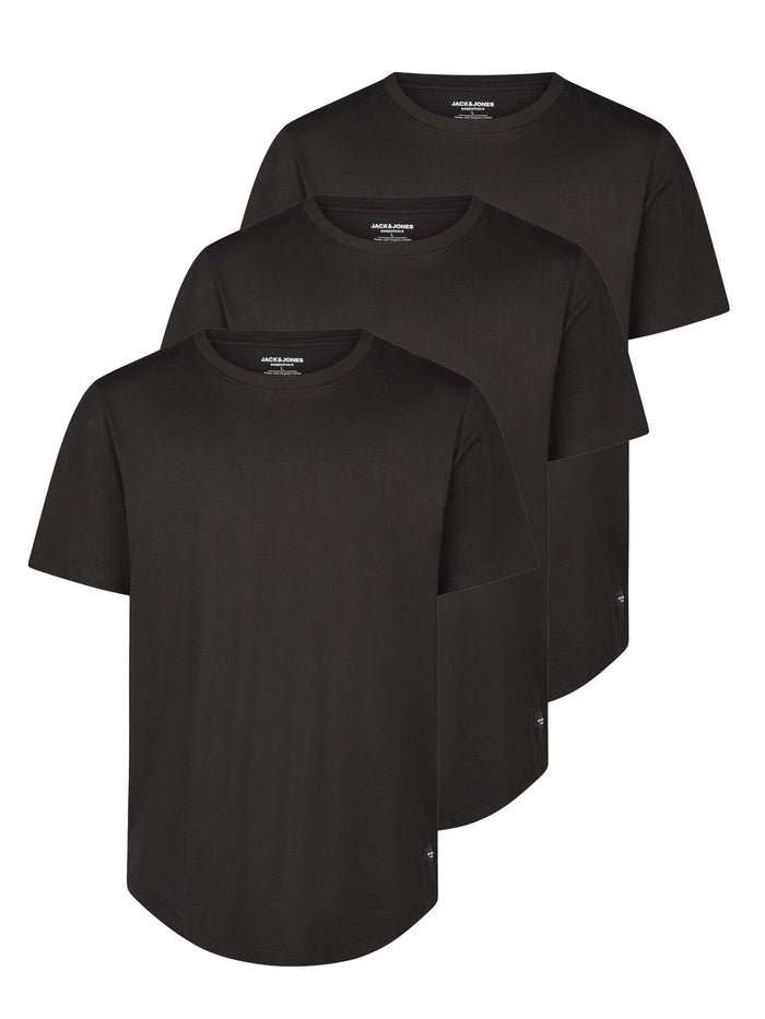 Jack & Jones Tshirt Herren lang geschnitten Set 100% Baumwolle Regular Fit JJENOA 3er Pack