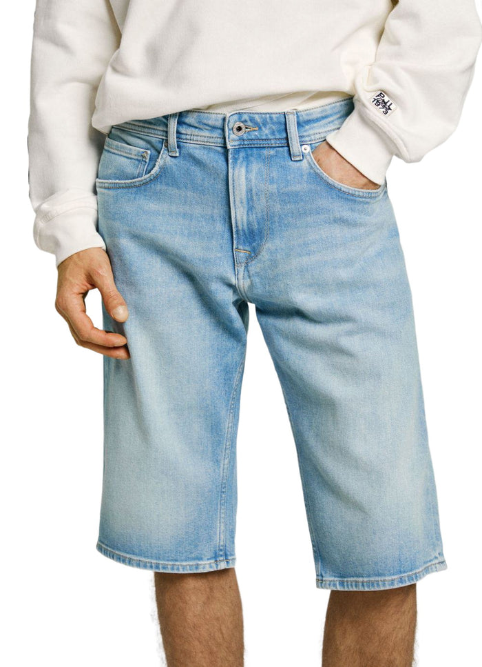 Pepe Jeans Herren Jeans Short STRAIGHT SHORT CASH Mid Waist Regular Fit - Blau