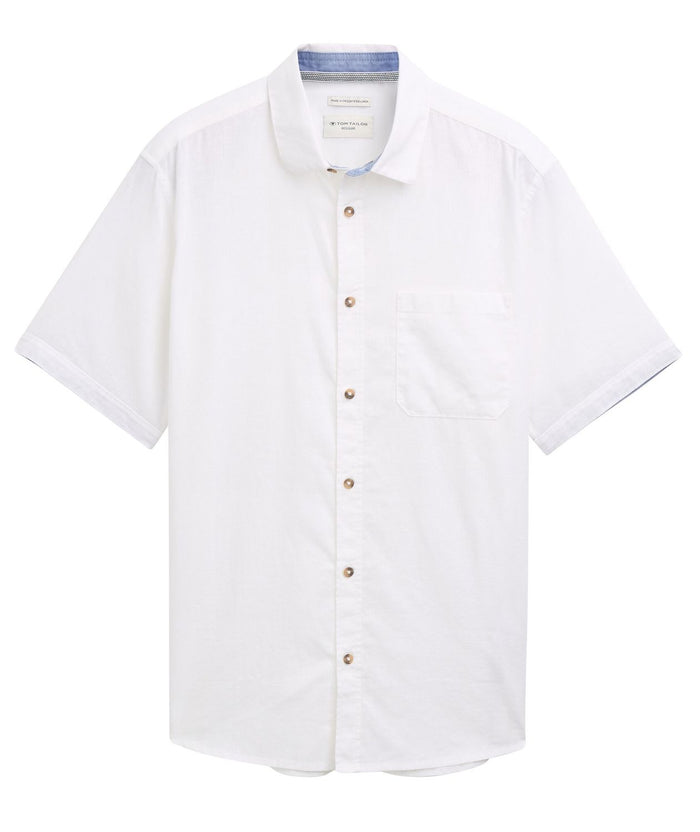 Tom Tailor Herren Kurzarm Hemd COTTON LINEN SHIRT - Regular Fit
