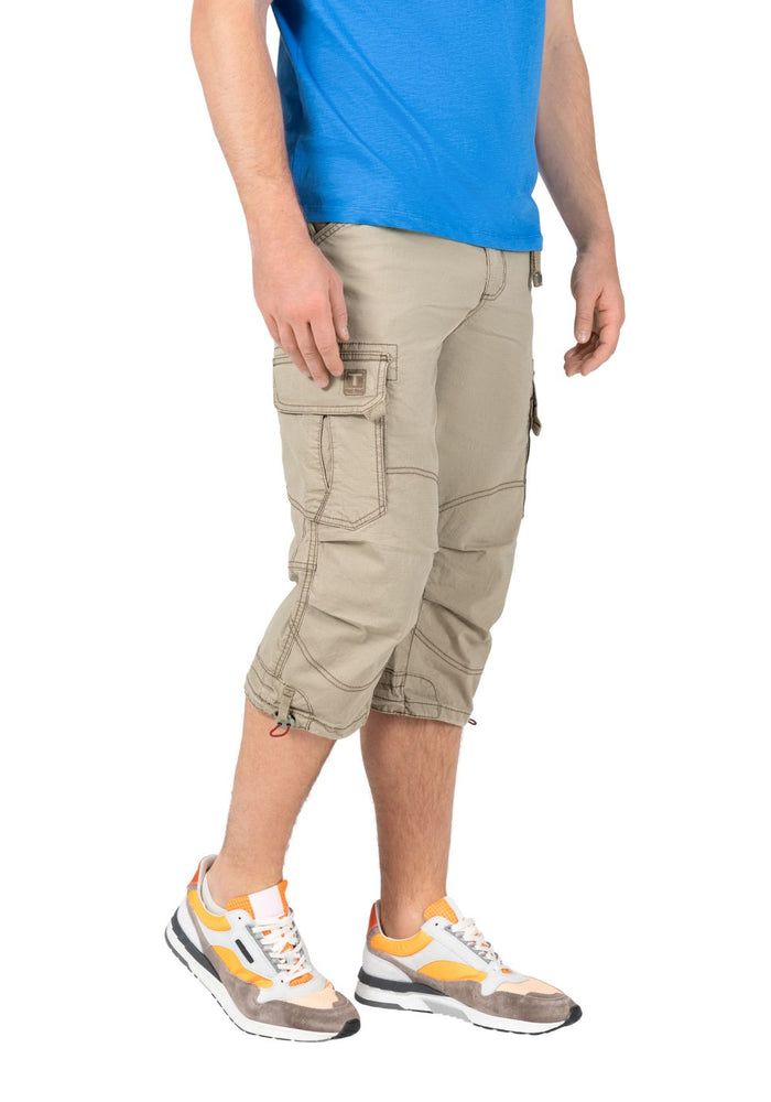 Timezone Herren 3/4 Cargo Hose LOOSE MILESTZ SHORT Mid Waist Loose Fit - Olive Blau Beige