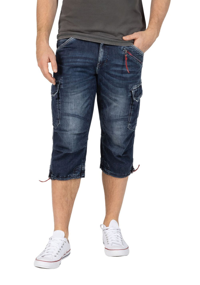 Timezone Herren 3/4 Cargo Jeans LOOSE MILESTZ SHORT Mid Waist Loose Fit - Blau