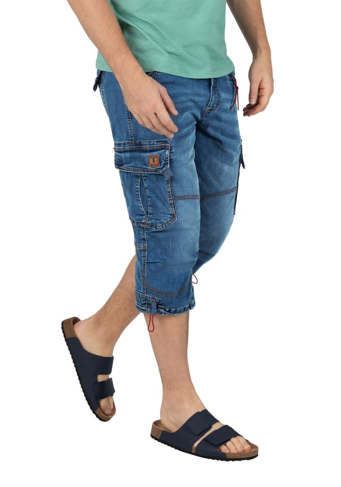 Timezone Herren 3/4 Cargo Jeans LOOSE MILESTZ SHORT Mid Waist Loose Fit - Blau