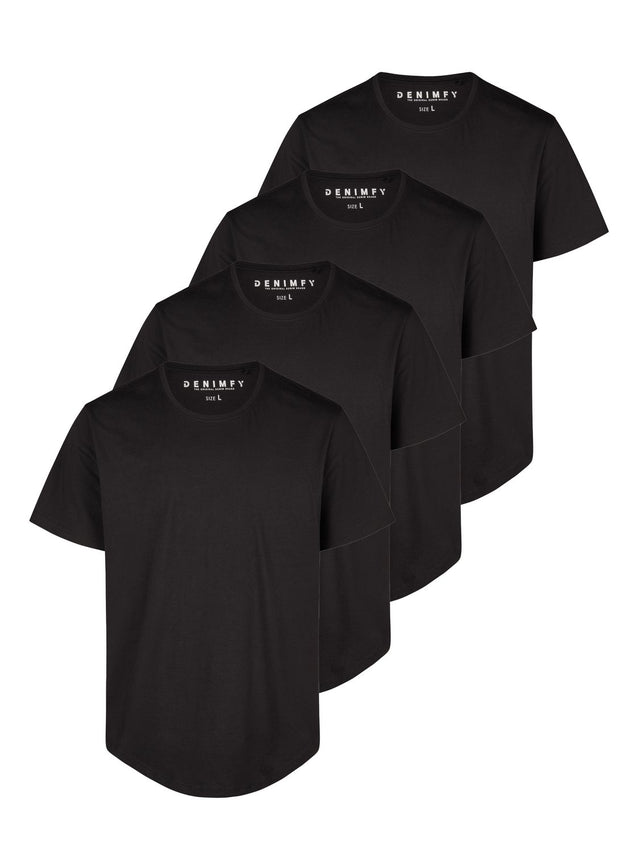 DENIMFY Tshirt Herren lang geschnitten Set 100% Baumwolle Regular Fit DFPaco 4er Pack