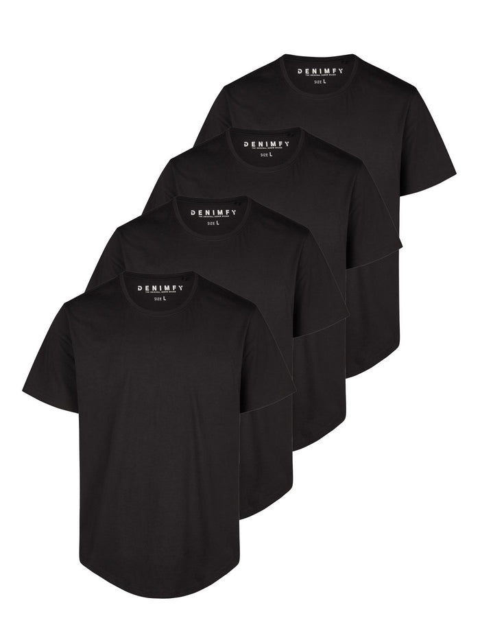 DENIMFY Tshirt Herren lang geschnitten Set 100% Baumwolle Regular Fit DFPaco 4er Pack