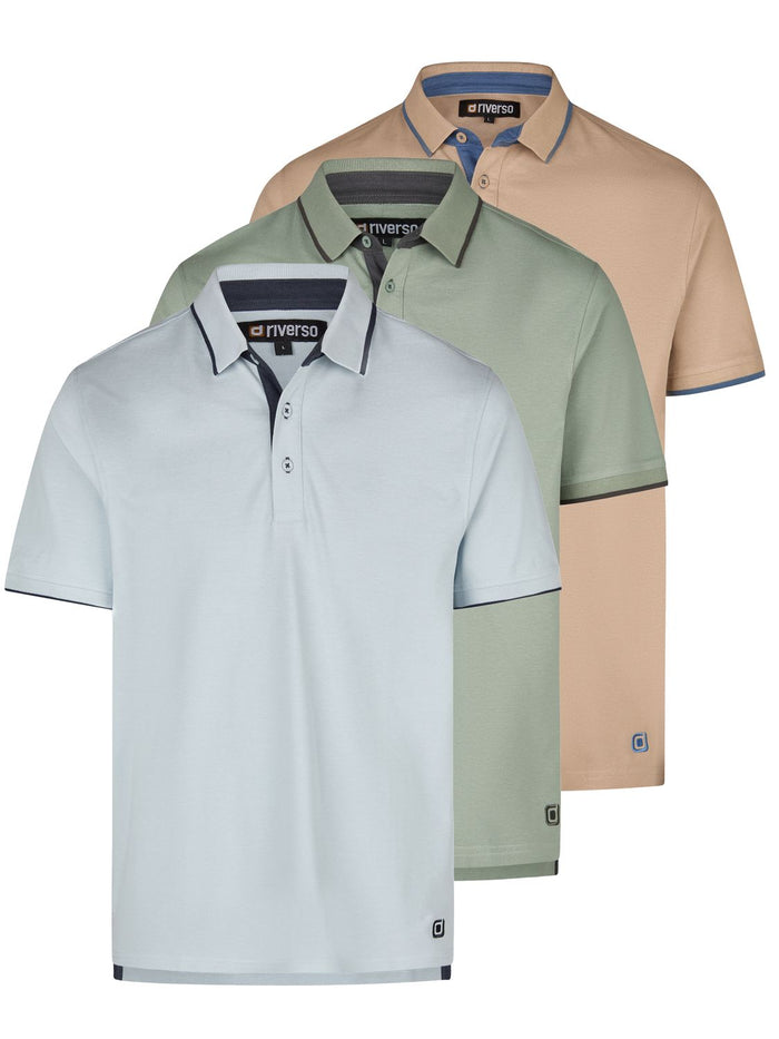 riverso Poloshirt Herren Kurzarm 3er Pack RIVLeano Regular Fit