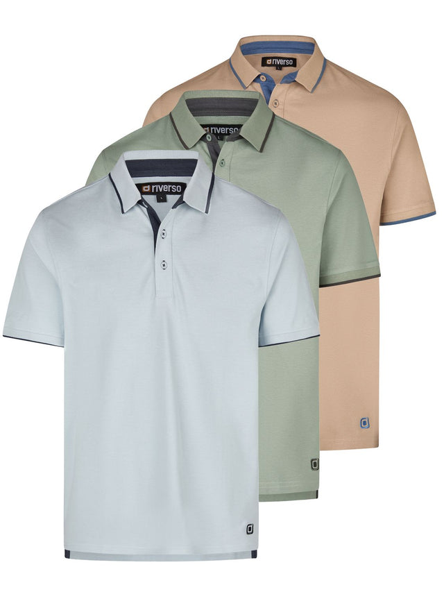 riverso Poloshirt Herren Kurzarm 3er Pack RIVLeano Regular Fit