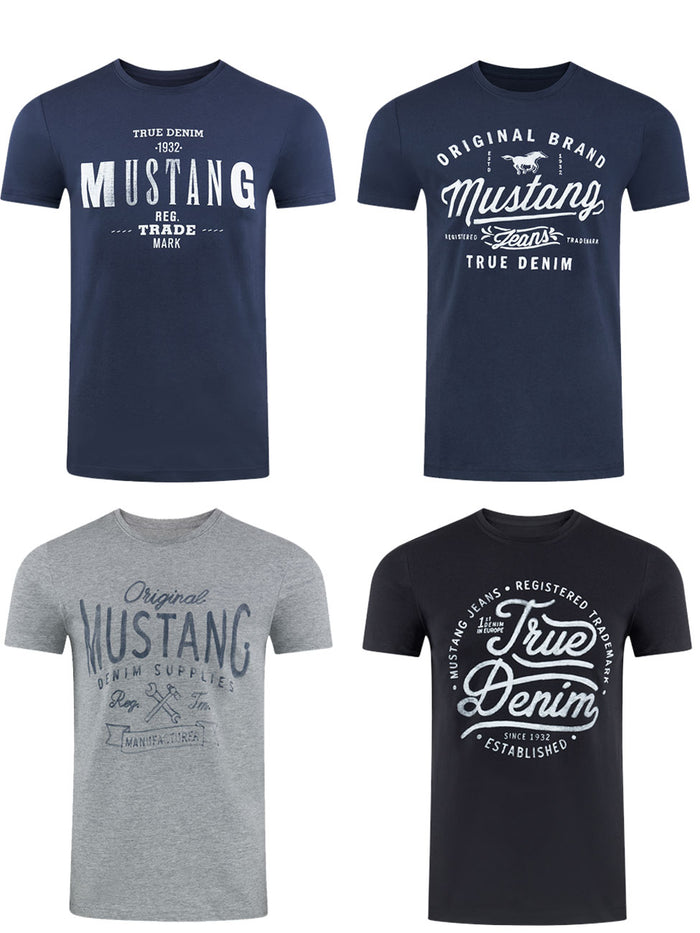 MUSTANG Tshirt Herren Baumwolle Regular Fit 4er Pack
