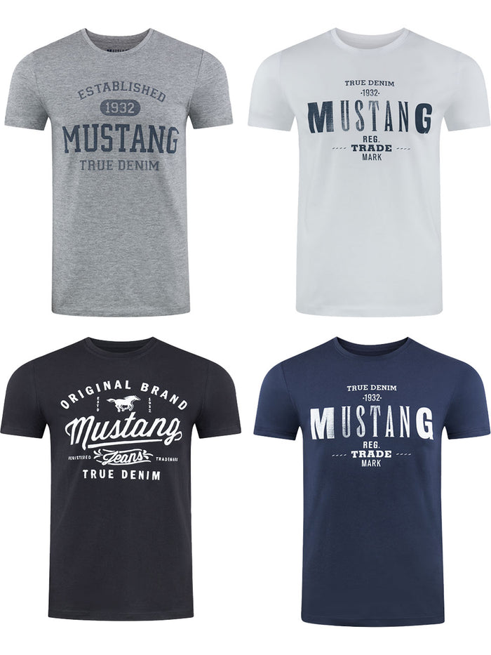 MUSTANG Tshirt Herren Baumwolle Regular Fit 4er Pack