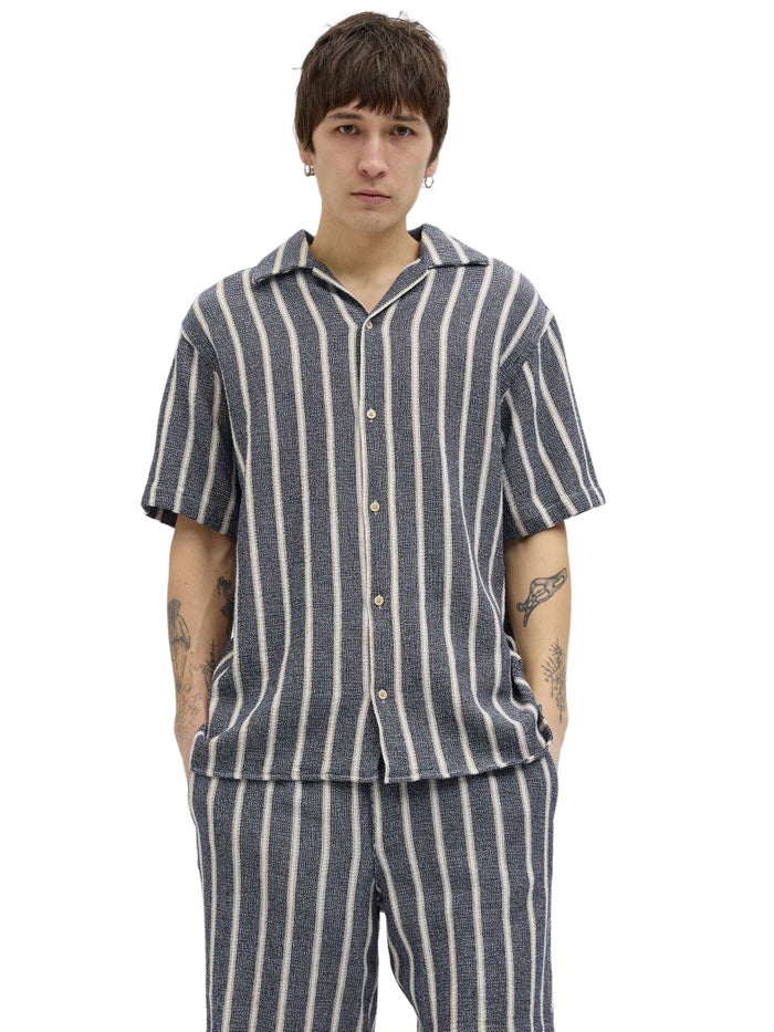 Jack & Jones Herren Kurzarm Hemd JORCOBA STRIPE RESORT SHIRT SS - Relaxed Fit