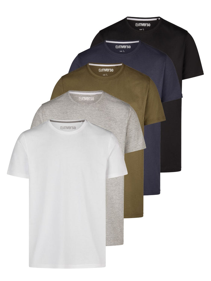 riverso Tshirt Herren Regular Fit RIVDean 5er Set Pack