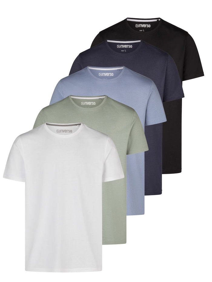 riverso Tshirt Herren Regular Fit RIVDean 5er Set Pack