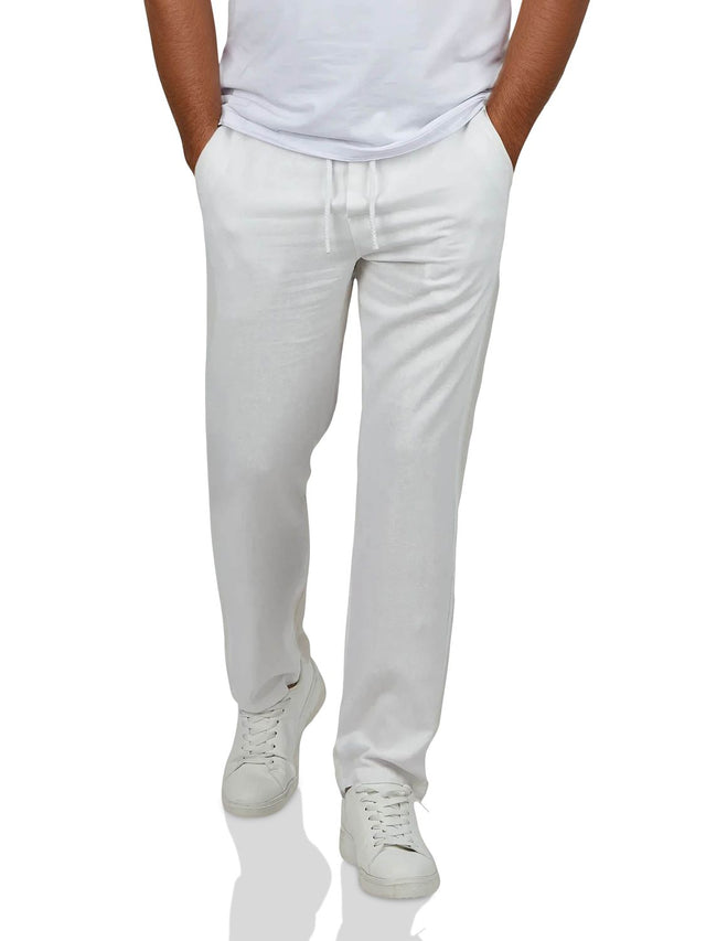 DENIMFY Leinenhose Herren lang Sommer Elastischer Bund Regular Fit DFDylan