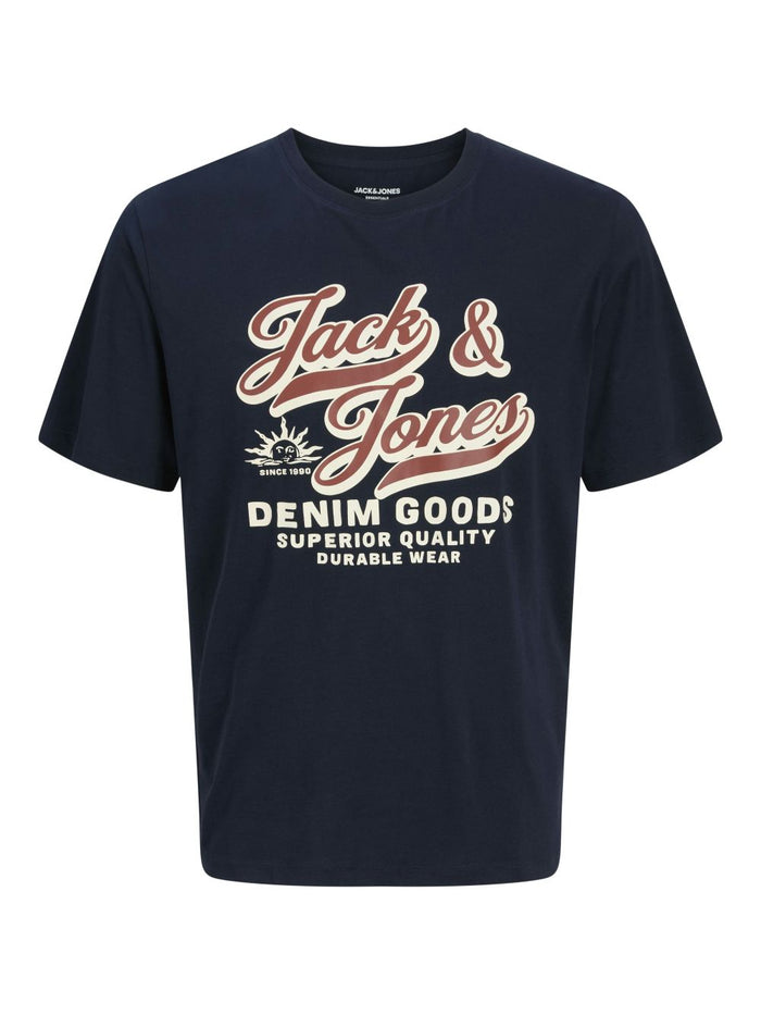 Jack & Jones Herren Rundhals T-Shirt JJELOGO TEE SS O-NECK 2 COL - Regular Fit