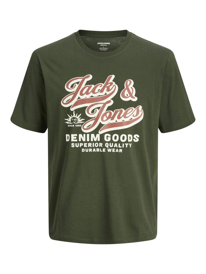Jack & Jones Herren Rundhals T-Shirt JJELOGO TEE SS O-NECK 2 COL - Regular Fit