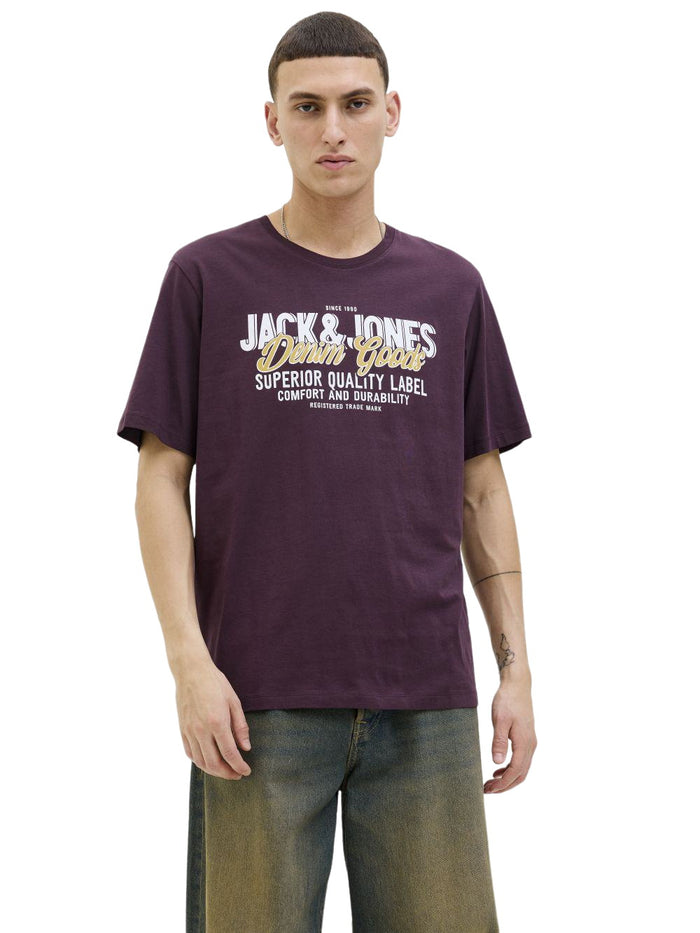 Jack & Jones Herren Rundhals T-Shirt JJELOGO TEE SS O-NECK 2 COL - Regular Fit