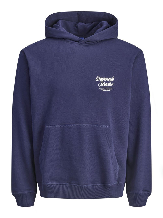 Jack & Jones Herren Hoodie Kapuzenpullover JORNORREBRO TYPO BACK SWEAT HOOD - Relaxed Fit