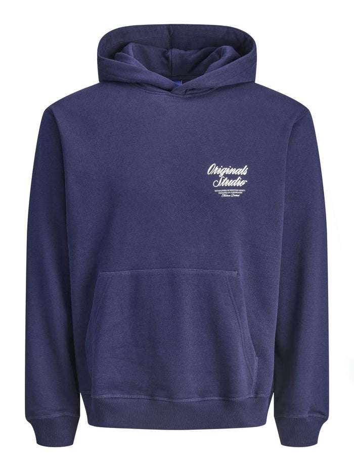 Jack & Jones Herren Hoodie Kapuzenpullover JORNORREBRO TYPO BACK SWEAT HOOD - Relaxed Fit