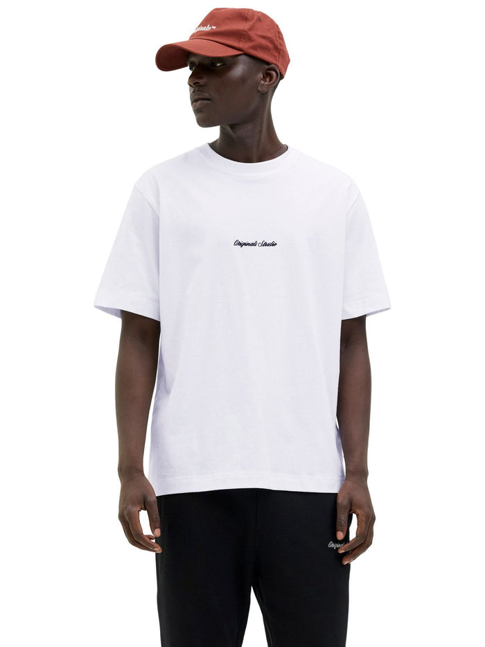 Jack & Jones Herren Rundhals T-Shirt JORNORREBRO EMB TEE SS CREW NECK - Relaxed Fit