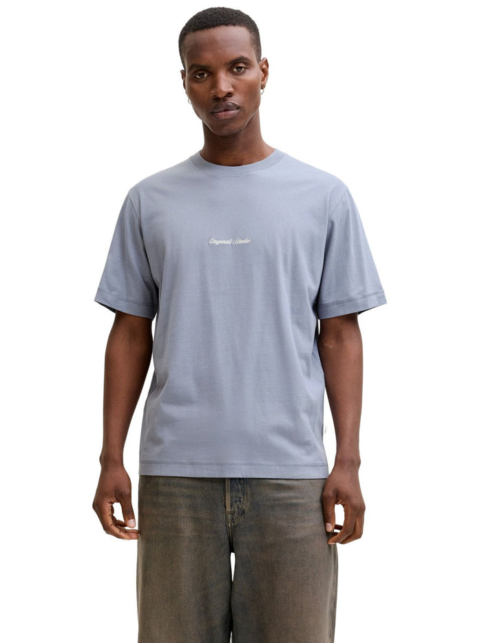 Jack & Jones Herren Rundhals T-Shirt JORNORREBRO EMB TEE SS CREW NECK - Relaxed Fit