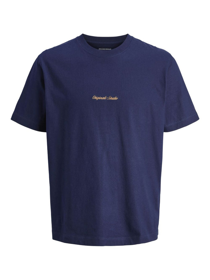 Jack & Jones Herren Rundhals T-Shirt JORNORREBRO EMB TEE SS CREW NECK - Relaxed Fit