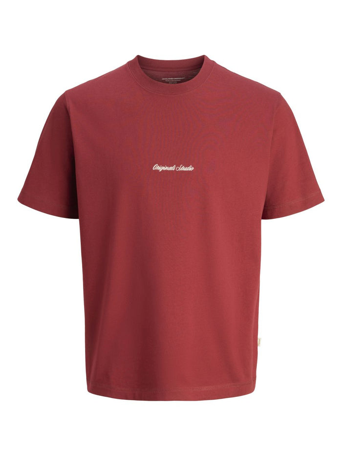 Jack & Jones Herren Rundhals T-Shirt JORNORREBRO EMB TEE SS CREW NECK - Relaxed Fit