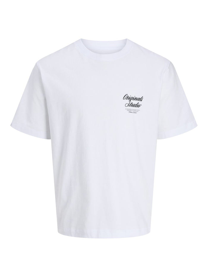 Jack & Jones Herren Rundhals T-Shirt JORNORREBRO TYPO TEE SS CREW NECK - Relaxed Fit