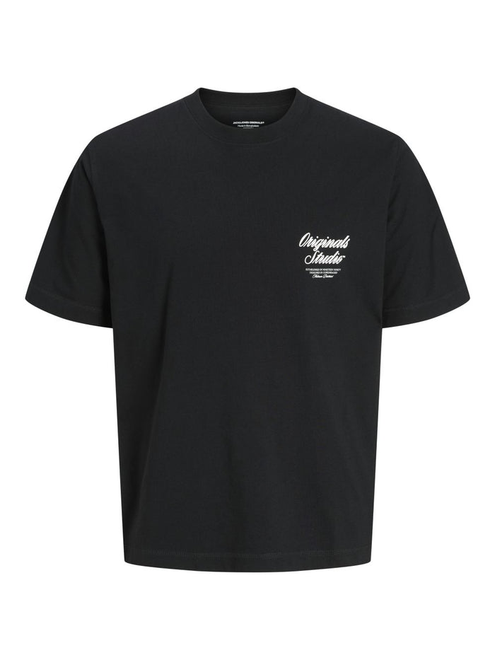 Jack & Jones Herren Rundhals T-Shirt JORNORREBRO TYPO TEE SS CREW NECK - Relaxed Fit