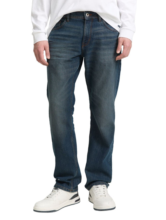 Tom Tailor Herren Jeans MARVIN STRAIGHT - Mid Waist - Straight Fit - Blau Schwarz