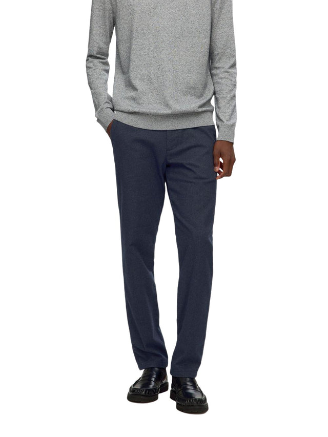 Selected Homme Herren Chino Hose SLH175-SLIM MILES BRUSHED - Slim Fit Blau Grau