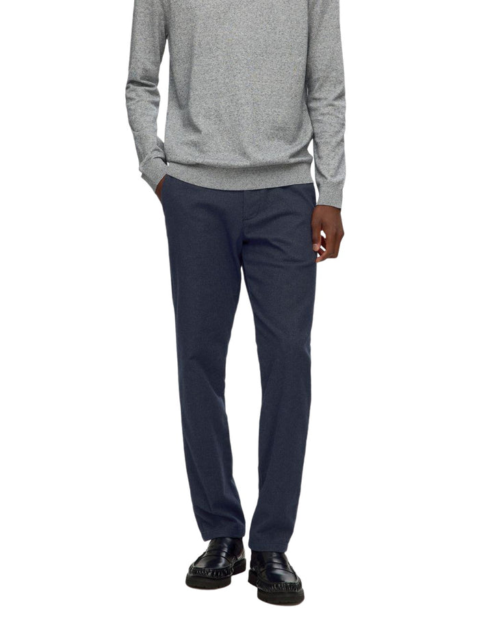 Selected Homme Herren Chino Hose SLH175-SLIM MILES BRUSHED - Slim Fit Blau Grau